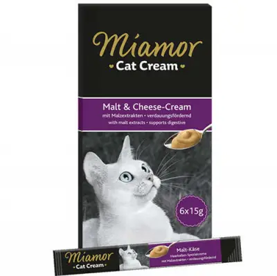 MIAMOR CREAM MALT KASE MAYASI PEYNIR EK BESIN VE KEDI ÖDÜLÜ 6X15 GR